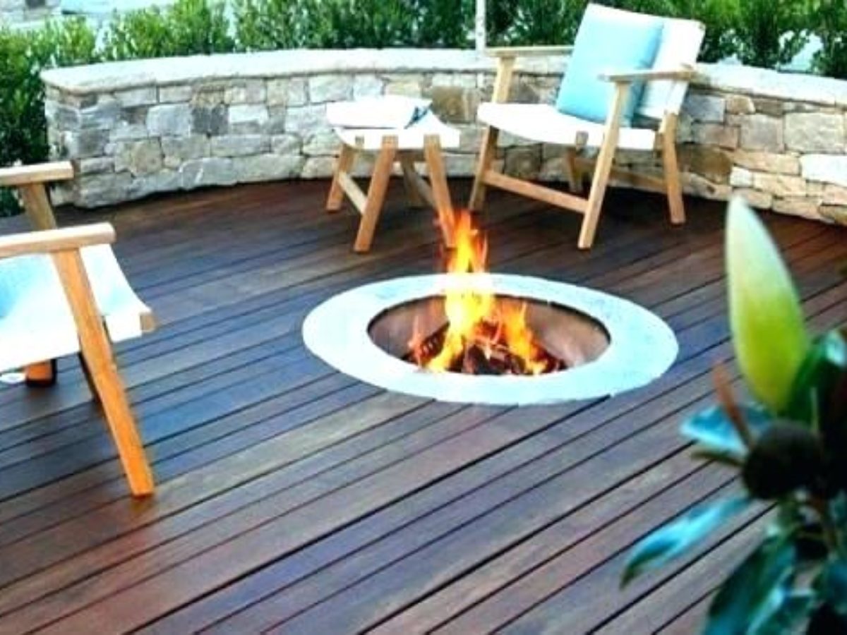 Wooden Deck with Fire Glass Pit